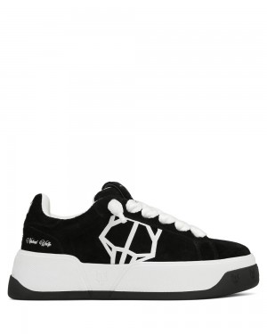 Adidasi Naked Wolfe Kray Hairy Cow Suede Black/White | IPN-785391