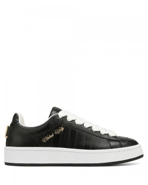 Adidasi Naked Wolfe Suri Eel Print Leather Black | ZUI-167495