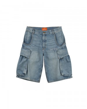 Denim Naked Wolfe Denim Cargo Shorts Light Blue | DES-432156
