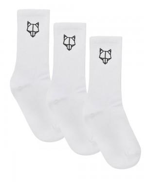 Festival Season Naked Wolfe 3 Pack Womens Egyptian Cotton Socks White | ISM-706293