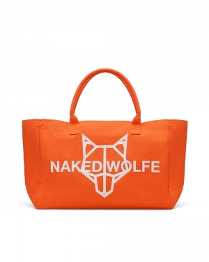 Festival Season Naked Wolfe Canvas Tote Bag Orange | VDL-938601