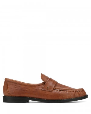 Mocasini Naked Wolfe Goldie Sheep Leather Ostrich Print Tan | BDU-790842