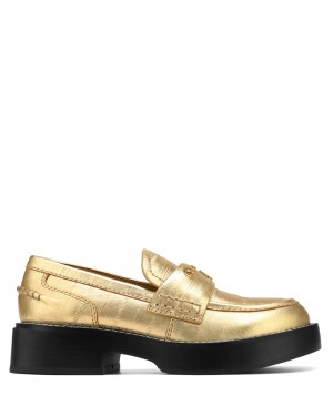Mocasini Naked Wolfe Swan Eel Print Leather Gold | PRY-429617
