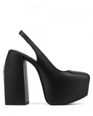 Pantofi Cu Toc Naked Wolfe Loyal Black Leather | EHQ-143076