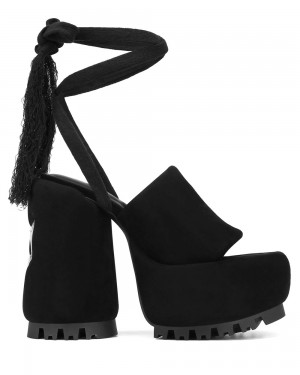 Pantofi Cu Toc Naked Wolfe Wonder Black Suede | TOM-169453