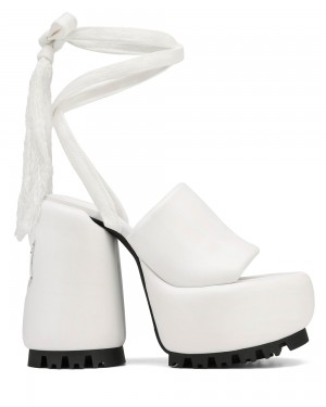 Pantofi Cu Toc Naked Wolfe Wonder White Leather | ETX-041936