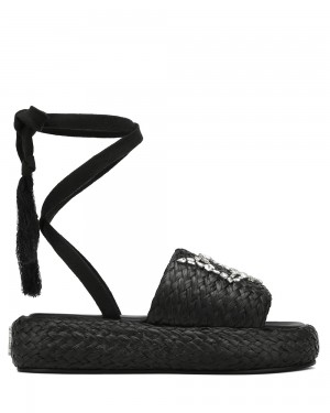 Sandale Naked Wolfe Surf Raffia Black | VDH-421569