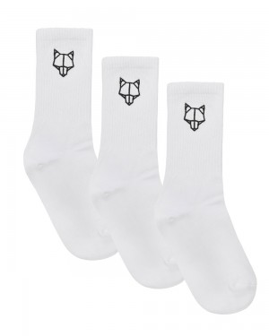 Sosete Naked Wolfe 3 Pack Mens Egyptian Cotton Socks White | FDS-974236