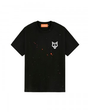 Tricou Naked Wolfe Wolfe T-Shirt Black Paint Splatter | VPD-706582